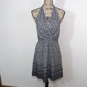 Athleta Go Anywhere Halter Mini Dress Gray Black Sleeveless Zip Women’s Size 6
